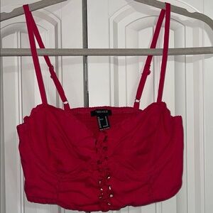 Forever 21 hot pink  Lace-Up Crop Top